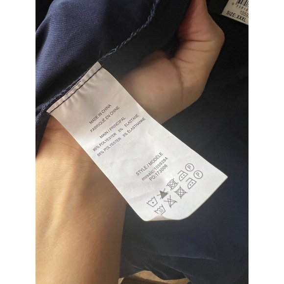 Beme Navy Utility Shirt XXXL Blouse Tab Sleeves & Tie - Picture 11 of 11